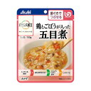 商品説明やわらかい鶏肉とごぼうが入った五目煮です。昆布とごま油で風味豊かに仕上げました。■注意事項調理時や喫食時のやけどにご注意ください。やけどを避けるため、必ず加熱方法を守ってください。かむ力、飲み込む力には個人差がありますので、飲み込むまで様子を見守ってください。また、具材が大きい場合は、細かく切るなどしてください。■ブランド名バランス献立■販売会社(発売元）アサヒグループ食品株式会社■お問い合わせ先0120-630-611■原産国日本■商品区分:広告文責株式会社クスリのナカヤマTEL: 03-5497-1571備考■パッケージデザイン等は、予告なく変更されることがあります。■物流センターの在庫は常に変動しております。そのため、ページ更新とご注文のタイミングによって、欠品やメーカー販売終了のため商品が手配できない事態が発生致します。その場合、誠に申し訳ありませんが、メールにて欠品情報をご案内の上、キャンセル対応させていただく場合がございます。■特に到着日のご指定が無い場合、商品は受注日より起算して1~5営業日を目安に発送いたしております。ご注文いただきました商品の、弊社在庫状況等によっては、発送まで時間がかかる場合がございますので、予めご了承ください。また、5営業日以内の発送が困難な場合には、メールにて発送遅延のご連絡と発送予定日のご案内をお送りさせていただきます。