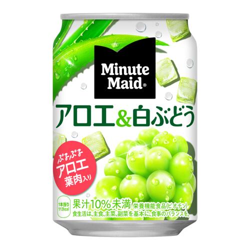 【2ケース】ミニッツメイド 朝の健康果実アロエ&白ぶどう 280g缶 *48個