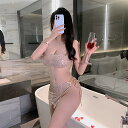セクシ-ランジェリー 超過激 エロい下着 ミニスカ 透け透け シースルー スパンコール 紐 リボン Tバック セクシー ランジェリー レディース ベージュ ゴー...