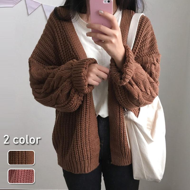 【5と0のつく日限定！1着半額！まとめ買い2枚購入割引クーポン利用で！ 】カーディガン 秋物 服 レディースセーター アウター ニット 大き目 オーバーサイズ 長袖 前開き お洒落 ゆったり 暖かい トップス おしゃれのサムネイル