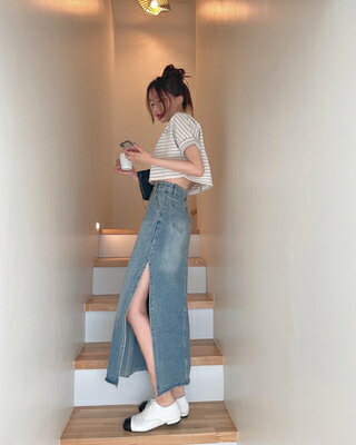 デニムスカート レディース ハイウエストスカート タイトスカート ロングスカート サイドスリット