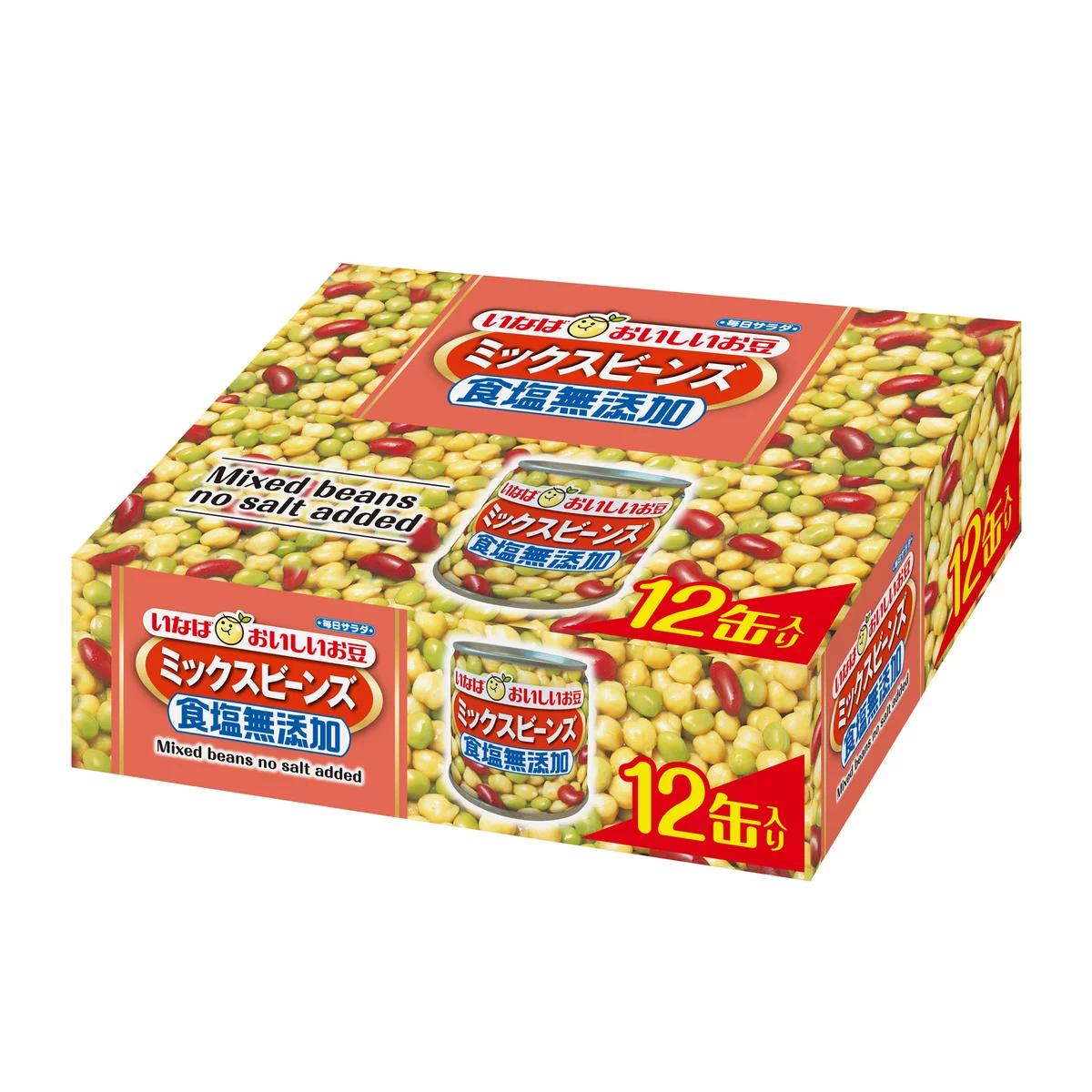 【ポイント最大12倍! 】いなば食品 ミックスビーンズ 食塩無添加 110g x 12缶パック 81652