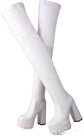 レディース ニーハイブーツ 厚底 12cmハイヒール ロングブーツ 美脚 大きいサイズ イベント 仮装 パーティー ハロウィン コスプレ