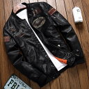 【お買い物マラソン限定!1着半額!まとめ買い2枚購入割引クーポン利用で! 】メンズ アウター レザージャケット フライトジャケット ミリタリージャケット ライダースジャケット 防寒 MA-1 ブルゾン 刺繍柄 革ジャン