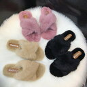 【Fashion THE SALE限定!1着半額!まとめ買い2枚購入割引クーポン利用で! 】レーディース 秋冬 ふわふわ ファーサンダル ローヒール シューズ ...