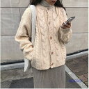 【5と0のつく日限定!1着半額!まとめ買い2枚購入割引クーポン利用で! 】レディースファッション 2色 カーディガン ニット アウター セーター リブ ラウンドネック 長袖 かわいい レトロ カジュアル おしゃれ ドロップショルダー