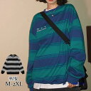【お買い物マラソン限定!1着半額!まとめ買い2枚購入割引クーポン利用で! 】パーカー レディース プルオーバー 長袖 クルーネック アメカジ ストライプ スウェ...