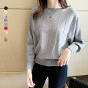 【お買い物マラソン限定!1着半額!まとめ買い2枚購入割引クーポン利用で! 】ニットトップス きれいめ 春 フィット