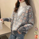 【お買い物マラソン限定!1着半額!まとめ買い2枚購入割引クーポン利用で! 】セーター レディース 40代 秋冬 ニットセーター アーガイル柄 トップス 長袖 お...