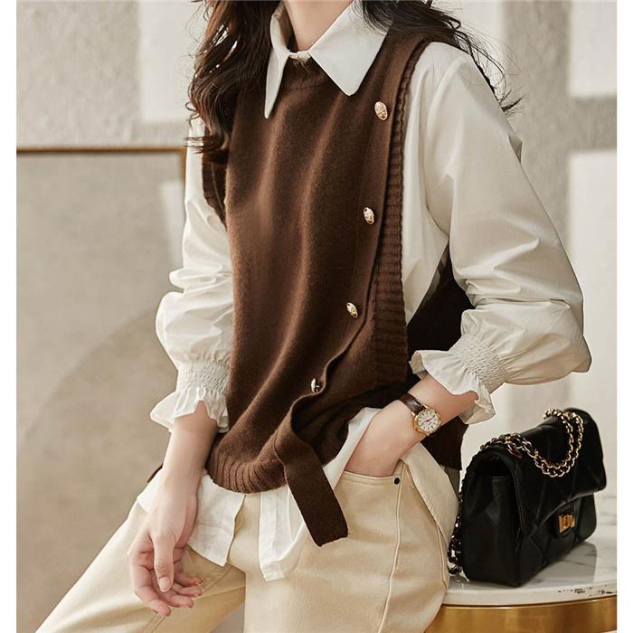 【限定販売！1着半額！まとめ買い2枚購入割引クーポン利用で！ 】ニットベスト レディース 40代 春秋冬 ベスト セーター ノースリープ 無地 ニットベスト ショット丈 上品 セーター 体型カバー 通勤 着痩せ