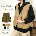 【お買い物マラソン限定!1着半額!まとめ買い2枚購入割引クーポン利用で! 】ジレベスト レディース ジレ ベスト 前開き レイヤード風 ゆったり アウター ノー...