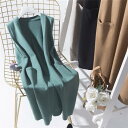 【お買い物マラソン限定!1着半額!まとめ買い2枚購入割引クーポン利用で! 】ニットベスト レディース ノースリーブ ロングジレ トレンチベスト ジレンチ トップ...