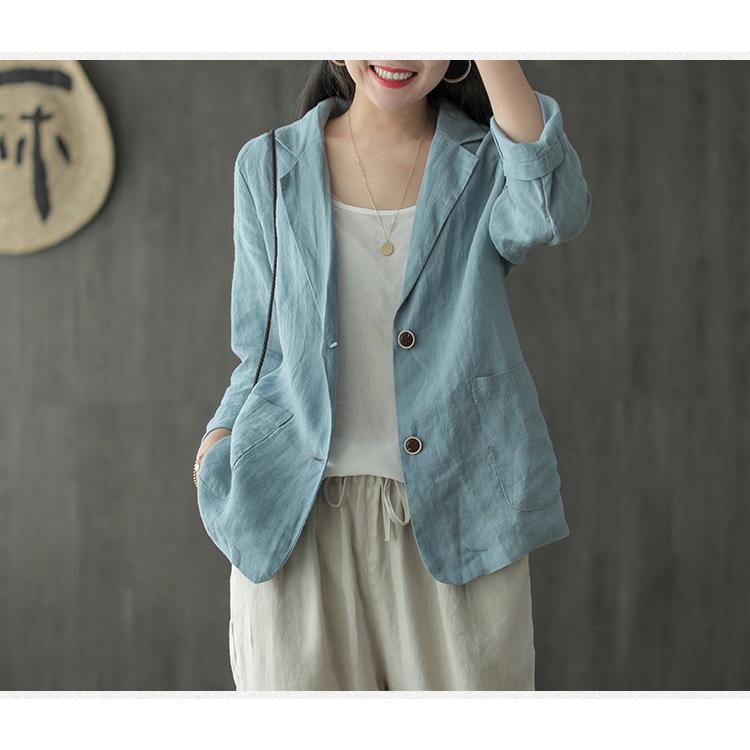 【5と0のつく日限定！1着半額！まとめ買い2枚購入割引クーポン利用で！ 】コート レディース アウター ブラウス ショート丈 無地 トップス 大きいサイズ 秋 春 夏 リネン 通勤 OL フォーマル 着痩せ 20代 30代 40代 薄手 5色