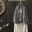 【5と0のつく日限定!1着半額!まとめ買い2枚購入割引クーポン利用で! 】コート レディース アウター 長袖 ブラウス ショート丈 チェック トップス 綿麻混 大きいサイズ 秋 きれい 通勤 OL 着痩せ 2色 カジュアル ゆったり 体型カバー(4)