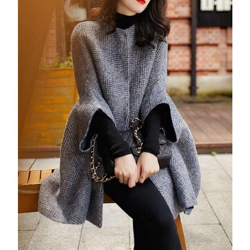 Nylon, Rayon, Polyester - 【ポイント最大12倍!お買い物マラソン！1着半額！まとめ買い2枚購入割引クーポン利用で！ 】ポンチョ レディース 秋 冬 アウター ポンチョコート コート ラシャコート きれいめ 大きいサイズ マント ケープ 上品 秋冬 防寒 50代 40代 30代