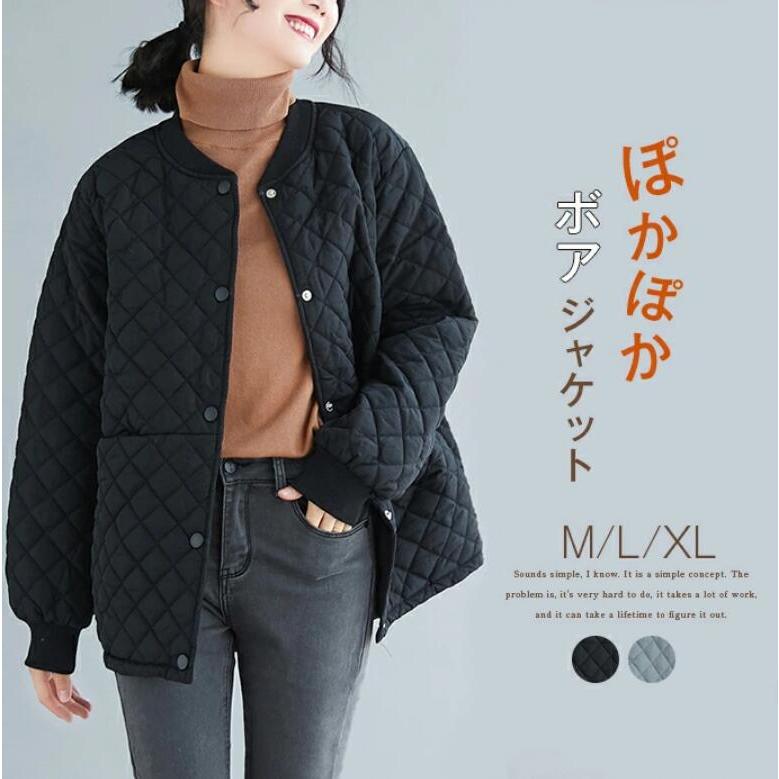 【お買い物マラソン限定！1着半額！まとめ買い2枚購入割引クーポン利用で！ 】中綿ジャケット レディース 中綿コート 長袖 ジャンパー キルティングコート ジャケット ダウンコート フェイクボタン ゆったり 防寒 軽い 暖かい 秋 冬 秋冬