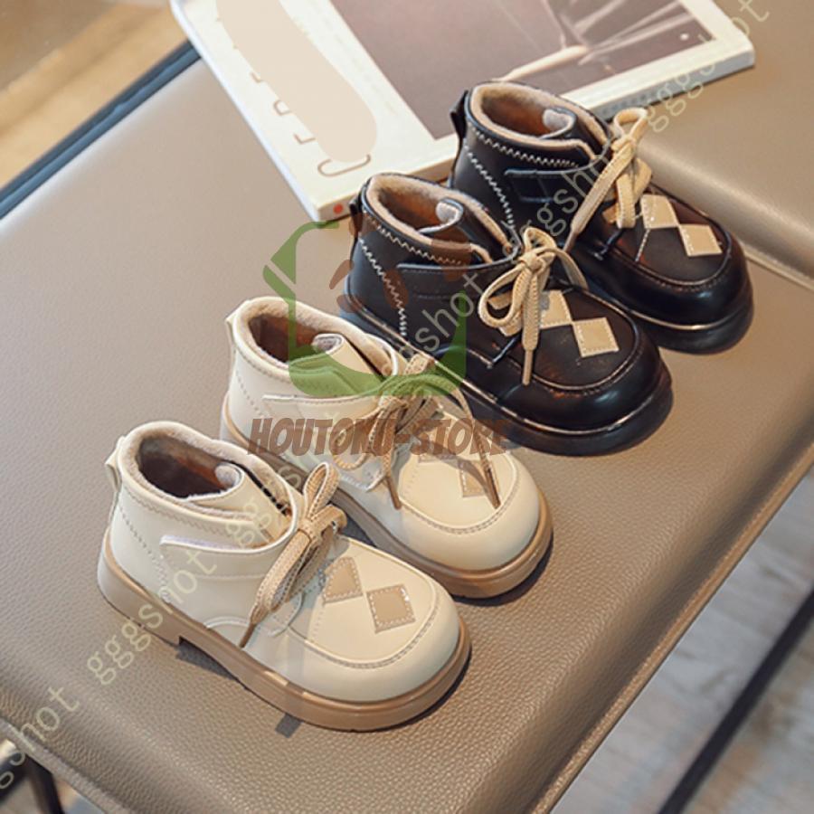 スノーブーツ キッズ ジュニア 滑り止め マジックテープ ラウンドトゥ ハイカット チェック柄 裏起毛 ..