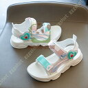 【スーパーセール限定!1着半額!まとめ買い2枚購入割引クーポン利用で! 】キッズ サンダル 女の子 歩きやすい スポーツサンダル 厚底 かわいい ジュニア マジックテープ 子供靴 小学生 おしゃれ ウエッジソール オープントゥ 無地