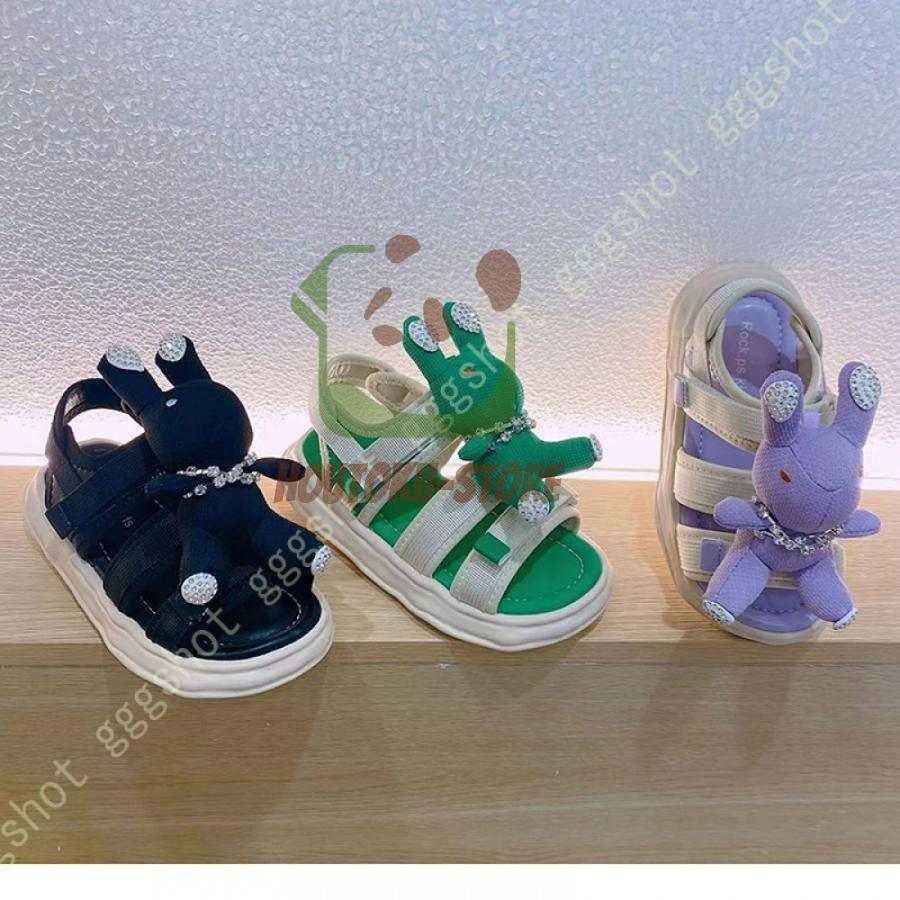 楽天コスト オンライン 創【5と0のつく日限定！1着半額！まとめ買い2枚購入割引クーポン利用で！ 】キッズ サンダル 軽量 子供 サンダル ジュニア マジックテープ 防滑 オープントゥ 男の子 女の子 ウサギ ラインストーン 子供靴 スポーツサンダル