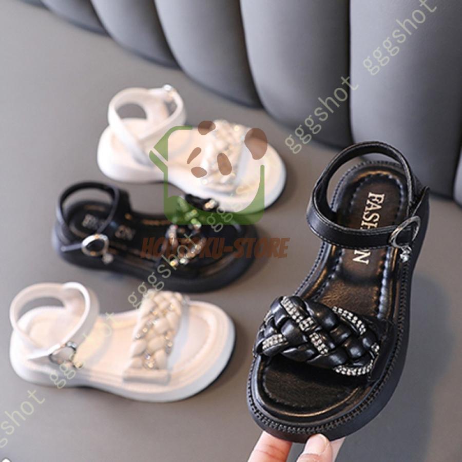 【5と0のつく日限定！1着半額！まとめ買い2枚購入割引クーポン利用で！ 】キッズ サンダル 子供サンダル キッズサンダル 無地 子供靴 キッズシューズ オープントゥ 子供 子ども こども 女の子 ジュニア キラキラ ストラップ