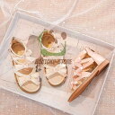 【5と0のつく日限定!1着半額!まとめ買い2枚購入割引クーポン利用で! 】子供靴 女の子 サンダル バックジッパー オープントゥ お嬢様シューズ リボン付き ぺ...