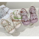 【5と0のつく日限定!1着半額!まとめ買い2枚購入割引クーポン利用で! 】サンダル キッズ 女の子 フォーマル ドレスシューズ 厚底サンダル お花飾り かわいい ヒール ジュニア 厚底 軽い ジュニアサンダル キッズサンダル