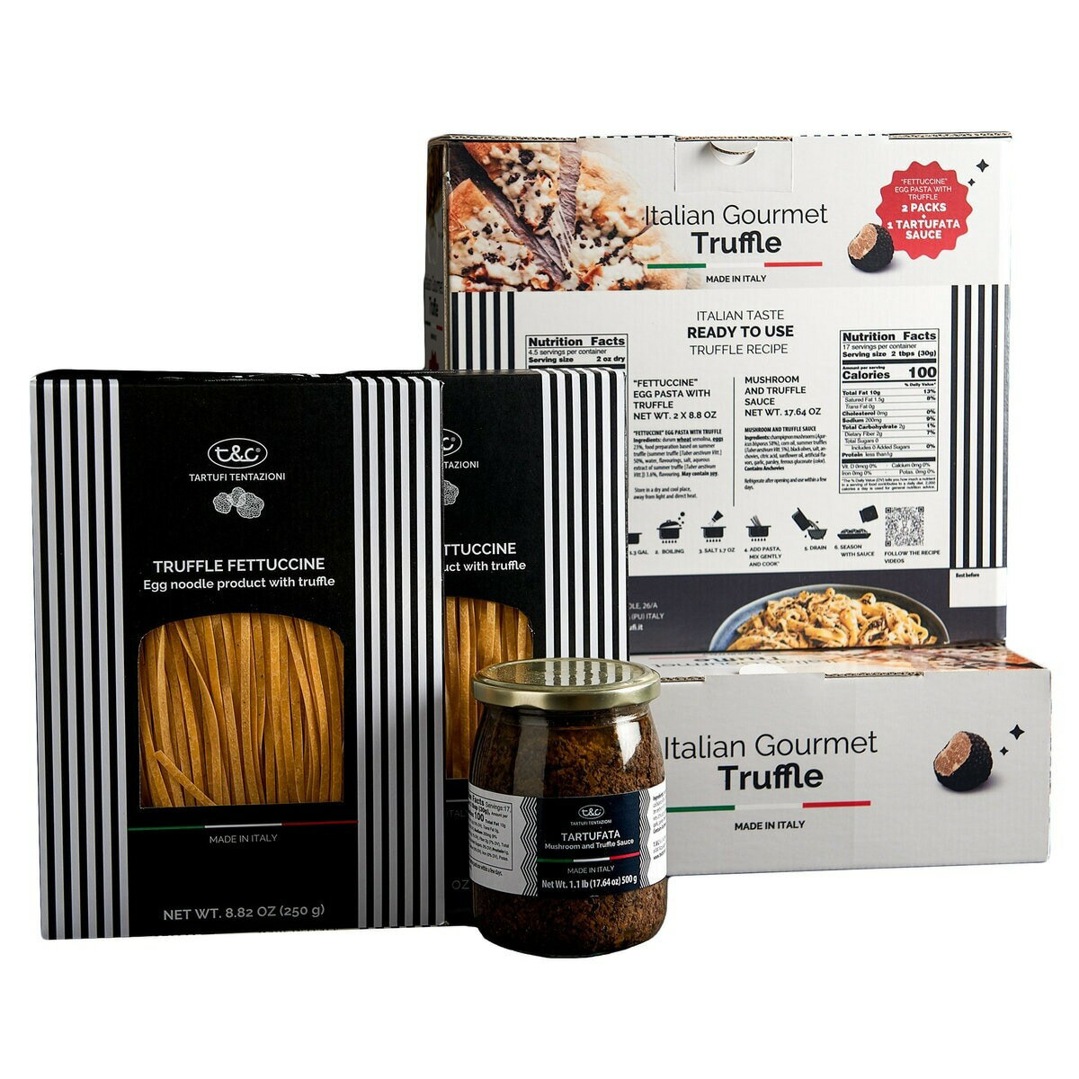 【5と0のつく日限定！ポイント5倍！期間限定！】イタリアングルメセット フェットチーネ 250g x 2袋 ＆ パスタソース 500g x 1瓶 ct46892のサムネイル