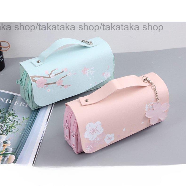 【5と0のつく日限定!1着半額!まとめ買い2枚購入割引クーポン利用で! 】ペンケース おしゃれ 筆箱 PU 手提げ桜筆箱 便利 大容量 小学校 小学校 中学 高...