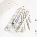【お買い物マラソン限定!1着半額!まとめ買い2枚購入割引クーポン利用で! 】フラワー ペンケース クリア おしゃれ 透明 シンプル 小さめ コンパクト かわいい 筆箱 ふでばこ