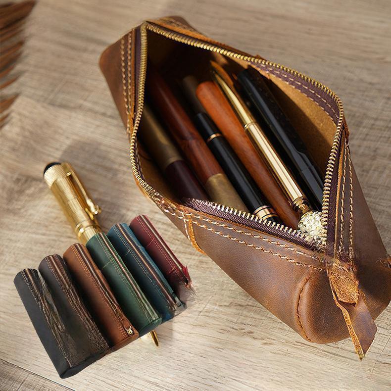 【5と0のつく日限定!1着半額!まとめ買い2枚購入割引クーポン利用で! 】ペンケース 革 筆箱 大容量 レザー おしゃれ シンプル かわいい 本革ペンケース 手...