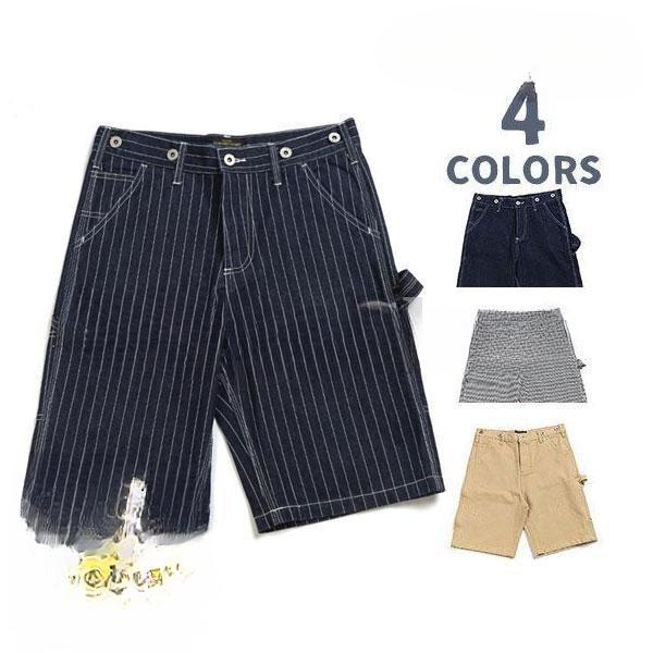 【5と0のつく日限定！1着半額！まとめ買い2枚購入割引クーポン利用で！ 】デニムパンツ ハーフパンツ デニム メンズ アメカジ カーゴパンツ 短パン ストライプ ショートパンツ ストレート ストレッチ ジーンズ おしゃれ