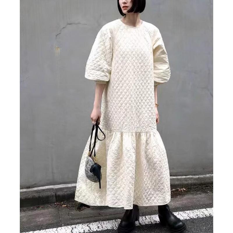 ワンピース レディース キルティングワンピース ロング丈 ワンピ ロングワンピース 長袖 スカート 秋冬 おしゃれ 個性的 無地 シンプル ドレス 送料無料