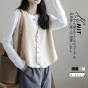 ニット レディース Vネック ノースリーブ レイヤード ゆったり ジレ リブ 開襟 秋コーデ 秋服 フォマール 秋冬 チョッキ 重ね着(4)