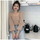 【お買い物マラソン限定!1着半額!まとめ買い2枚購入割引クーポン利用で! 】トップス ニット レディース スクエアネック リブニット プルオーバー 韓国ファッション クリスマス おしゃれ