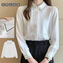 ブラウス レディース ス シャツ 長袖 襟付き白シャツ 白ブラウス ステッチ レギュラー 制服 オフィス 通勤 カジュアル おしゃれ