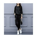 【お買い物マラソン限定!1着半額!まとめ買い2枚購入割引クーポン利用で! 】ニットセットアップ レディース 秋冬 スウェット スポーツウェア ジャージー上下セッ...