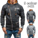 【Fashion THE SALE限定!10%OFF!期間限定!】パーカー メンズ おしゃれ スウェット パーカ 長袖 パーカー フード付き ジャケット 斜めジッパー新作 アウター 大人カジュアル 春秋 3色