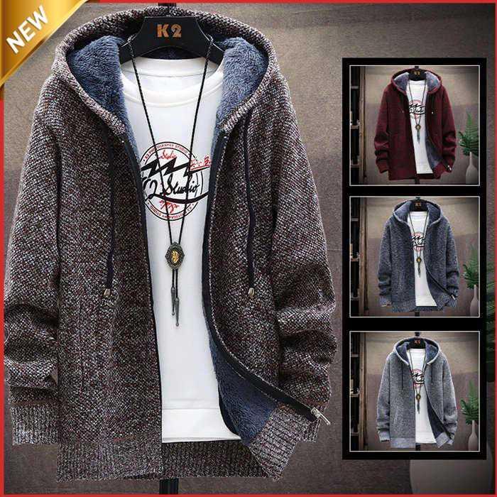 【期間限定!1着半額!まとめ買い2枚購入割引クーポン利用で！ 】ニットカーディガン パーカー メンズ 裏起毛 長袖 パーカ ニット セーター スウェット ジャケット 厚手 ルームウェア 部屋着 スポーツ 暖か 防寒