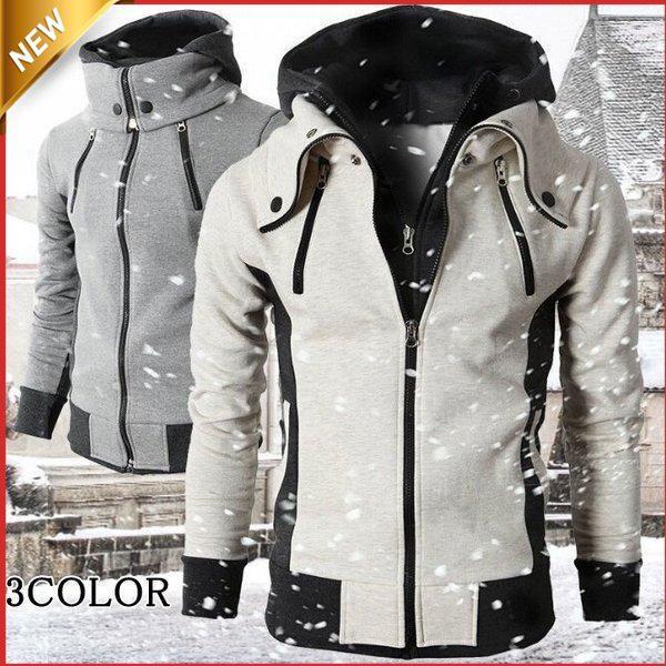 【期間限定!1着半額!まとめ買い2枚購入割引クーポン利用で！ 】2021秋冬 新作 パーカー メンズ ジップアップ ス メンズ フェイクレイヤード メンズパーカー 重ね着風 ジャケット アウター マウンテンパーカー