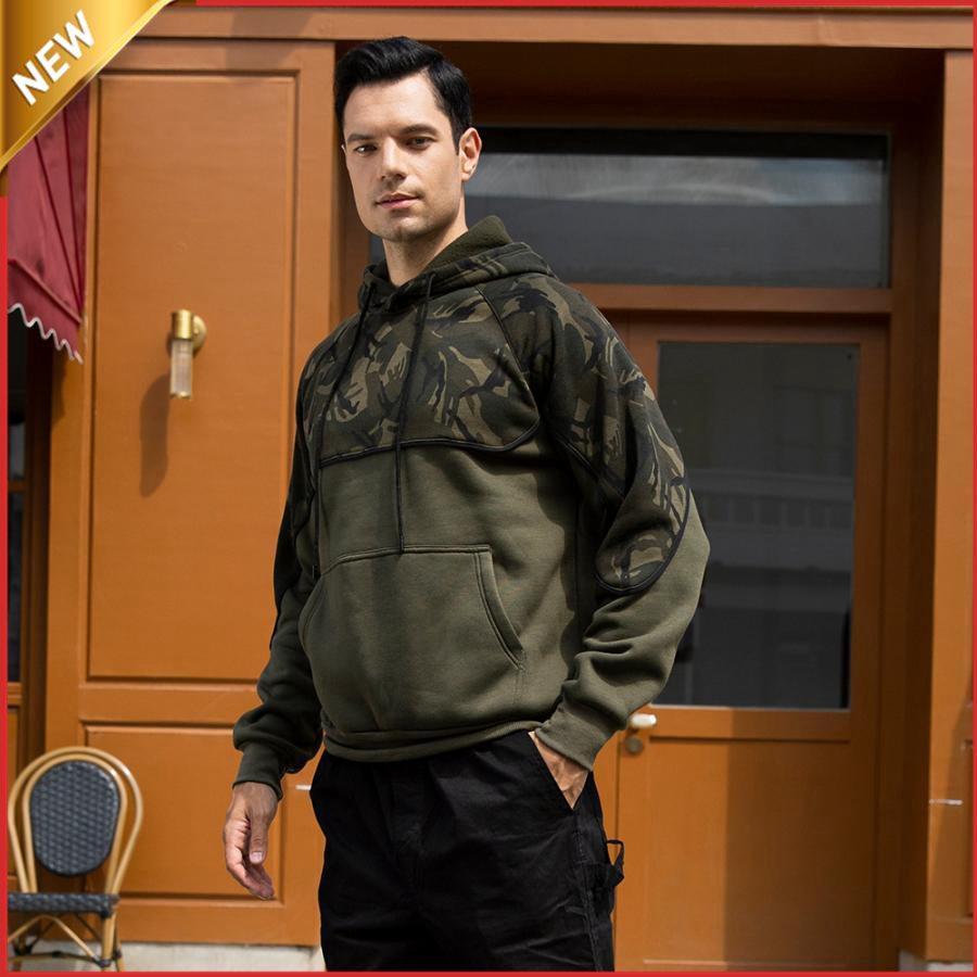 【ブラックフライデー限定！1着半額！まとめ買い2枚購入割引クーポン利用で！ 】メンズ パーカー 長袖パーカー フード付きプルオーバーパーカー 迷彩柄プリント裹起毛 parka 秋服 秋物 秋冬(4)