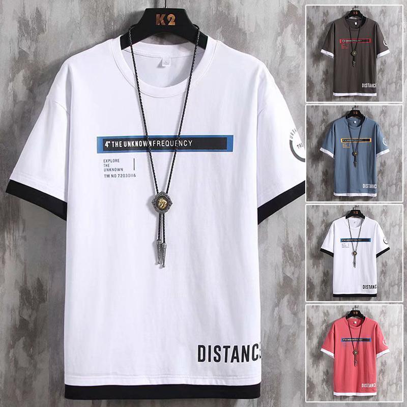 Shirts, T-Shirts - 【ポイント最大12倍!お買い物マラソン！1着半額！まとめ買い2枚購入割引クーポン利用で！ 】Tシャツ メンズ 半袖Tシャツ 綿 トップス クルーネック ファッション 夏 フェイクレイヤード 夏服