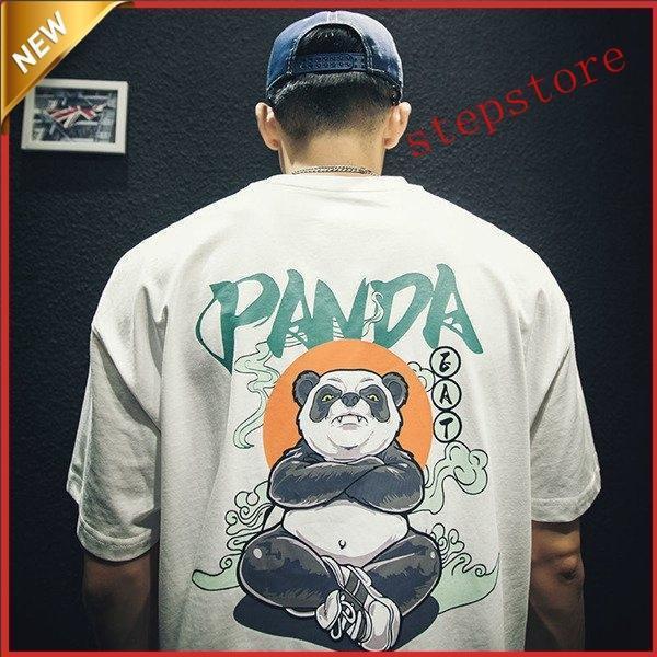 【ポイント最大12倍!お買い物マラソン！1着半額！まとめ買い2枚購入割引クーポン利用で！ 】Tシャツ メンズ 半袖 夏服 プルオーバー トップス カジュアル ゆったり シンプル カラフル プリント お兄系 パンダ 花柄 アメカジ 和風 和柄
