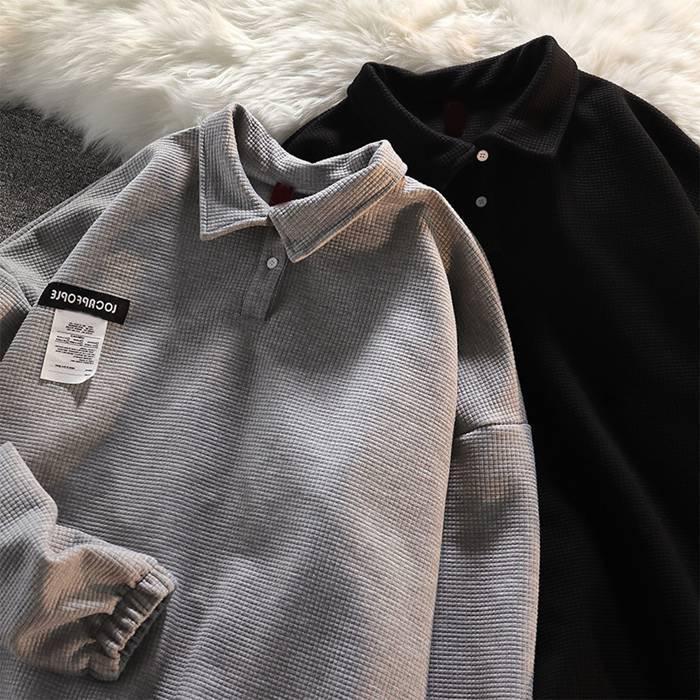 Long-Sleeved - 【ポイント最大12倍!お買い物マラソン！1着半額！まとめ買い2枚購入割引クーポン利用で！ 】Tシャツ メンズ カットソー 長袖 ワッフル生地 無地 ス おしゃれ かっこいい カジュアル 薄手 春 秋 通勤 通学 メンズファッション