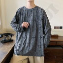 【お買い物マラソン限定!1着半額!まとめ買い2枚購入割引クーポン利用で! 】Tシャツ カットソー メンズ 長袖 丸首 無地 ダメージ加工 穴あき カッコイイ 個性 デザイン ストリート ビター系 おしゃれ キレイめ カジュアル