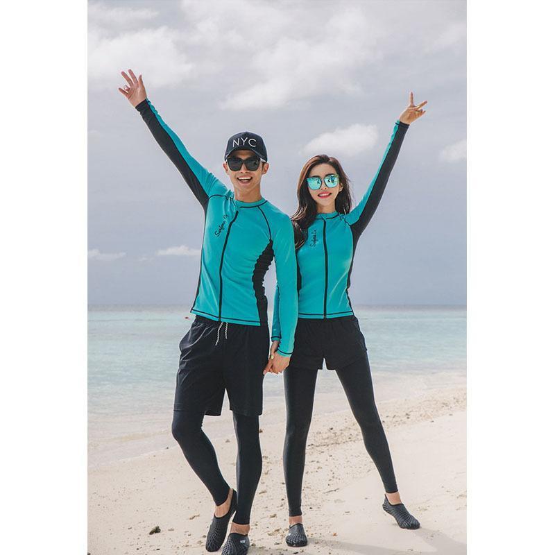 【5と0のつく日限定！1着半額！まとめ買い2枚購入割引クーポン利用で！ 】フィットネス 水着 レディース メンズ 上下セット 大きいサイズ 体型カバー おしゃれ 長袖 ラッシュガード パッド付き ママ水着 セパレート ビキニ 3