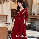【期間限定!1着半額!まとめ買い2枚購入割引クーポン利用で! 】ゲストドレス 結婚式ドレス 二次会ドレス ワイン赤 大きいサイズ ドレス ロングドレス ワインレッド 長袖 パフスリーブ Vネック パーティードレス
