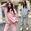 【お買い物マラソン限定!1着半額!まとめ買い2枚購入割引クーポン利用で! 】秋冬セットアップ レディース スウェット ジャージ上下セットプルオーバーパーカ 長袖...