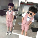 子供スーツ 男の子 夏 4点セット ベスト シャツ ズボン 発表会スーツ ピンク フォーマル 入学式 卒業式 七五三 子供服 子どもスーツ