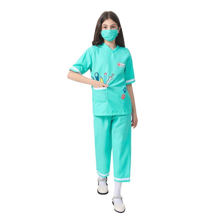 Rakuten - 女の子用カーニバルコスプレ外科医ガウン衣装 ハロウィン用医師看護師制服 おしゃれキッズパーティー衣装