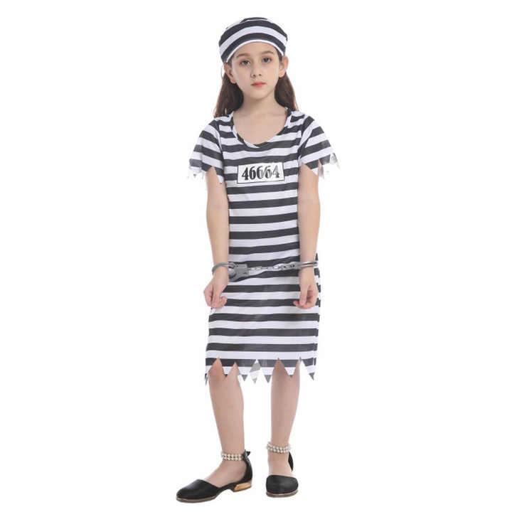 子供用ハロウィンコスプレ囚人コスチューム おしゃれなグリル衣装 プレゼントに最適